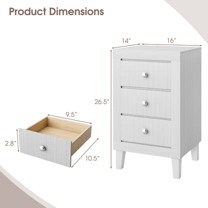 Modern Nightstand with 3 Drawers for Bedroom Living Room-White