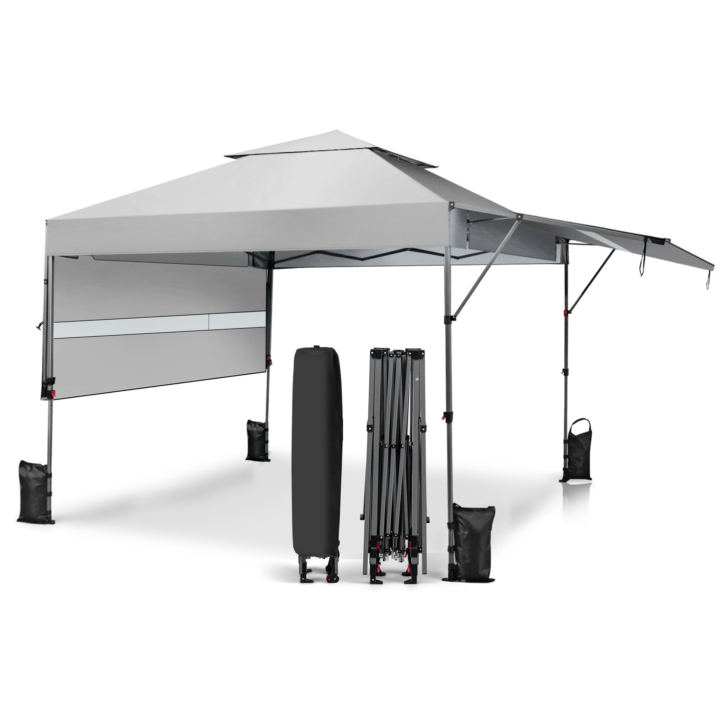 10 x 17.6 Feet Outdoor Instant Pop-up Canopy Tent with Dual Half Awnings-White Kids Crystal