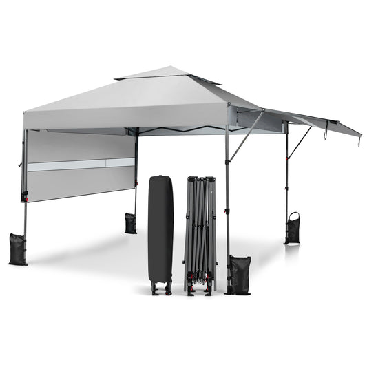10 x 17.6 Feet Outdoor Instant Pop-up Canopy Tent with Dual Half Awnings-White Kids Crystal