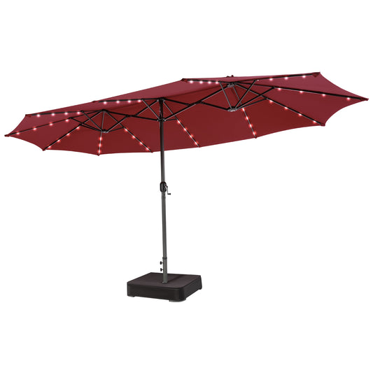 15 Feet Double-Sided Patio Umbrella with 48 LED Lights-Wine Kids Crystal