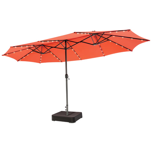 15 Feet Double-Sided Patio Umbrella with 48 LED Lights-Orange Kids Crystal
