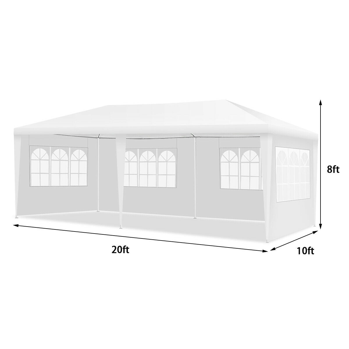 10 x 20 Feet Outdoor Party Wedding Canopy Tent with Removable Walls and Carry Bag Kids Crystal