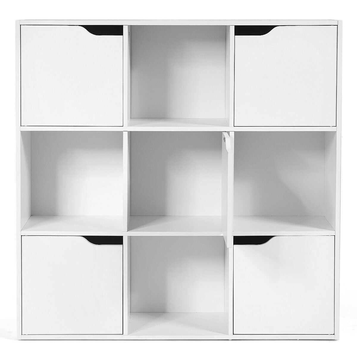 Free Standing 9 Cube Storage Wood Divider Bookcase for Home and Office-White Kids Crystal