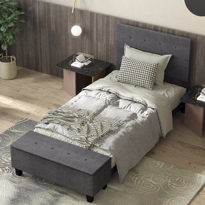 Twin/Full/Queen Upholstered Bed Frame with Ottoman Storage-Twin Size