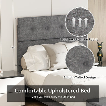 Twin/Full/Queen Upholstered Bed Frame with Ottoman Storage-Twin Size