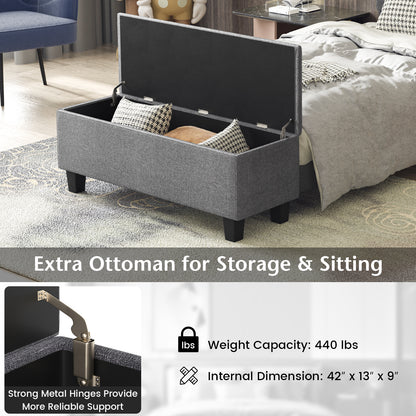 Twin/Full/Queen Upholstered Bed Frame with Ottoman Storage-Twin Size