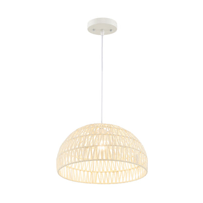 Farmhouse Rattan Pendant Lights with Adjustable Hanging Rope-Beige