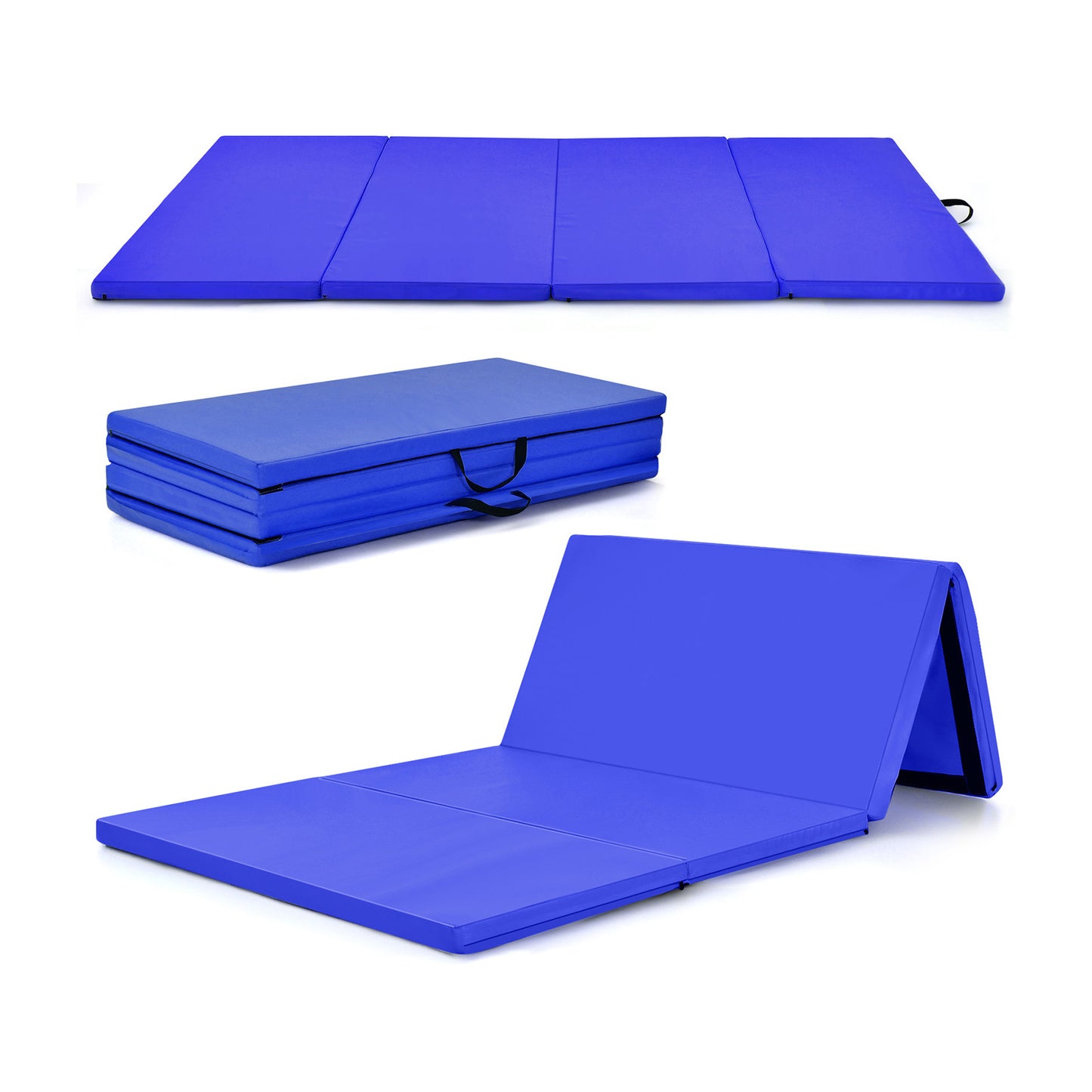 4-Panel Folding Gymnastics Mat with Carrying Handles for Home Gym-Navy Kids Crystal
