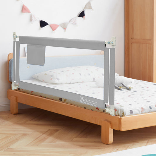 57 Inch Toddlers Vertical Lifting Baby Bed Rail Guard with Lock-Gray Kids Crystal