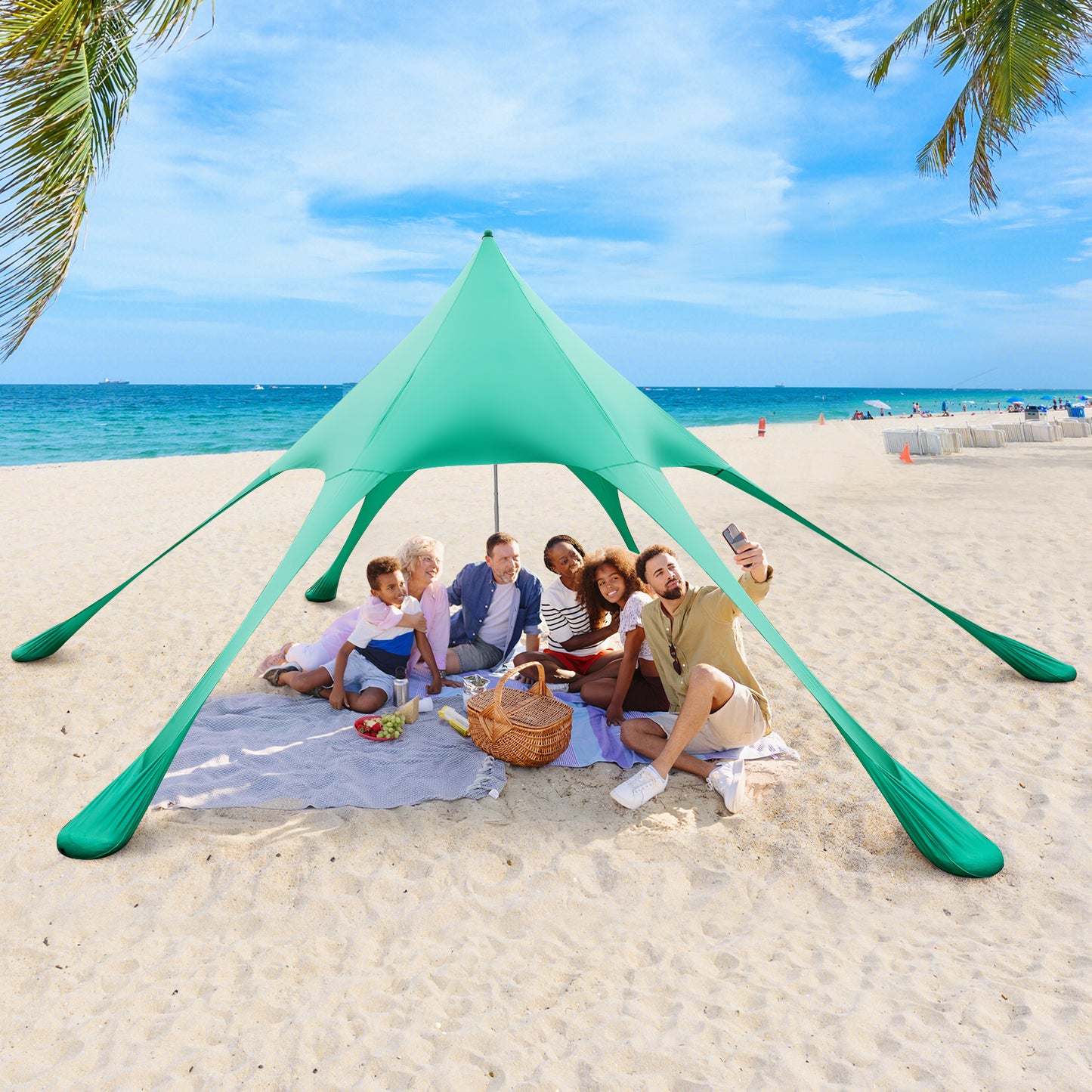 20 x 20 Feet Beach Canopy Tent with UPF50+ Sun Protection and Shovel-Green Kids Crystal