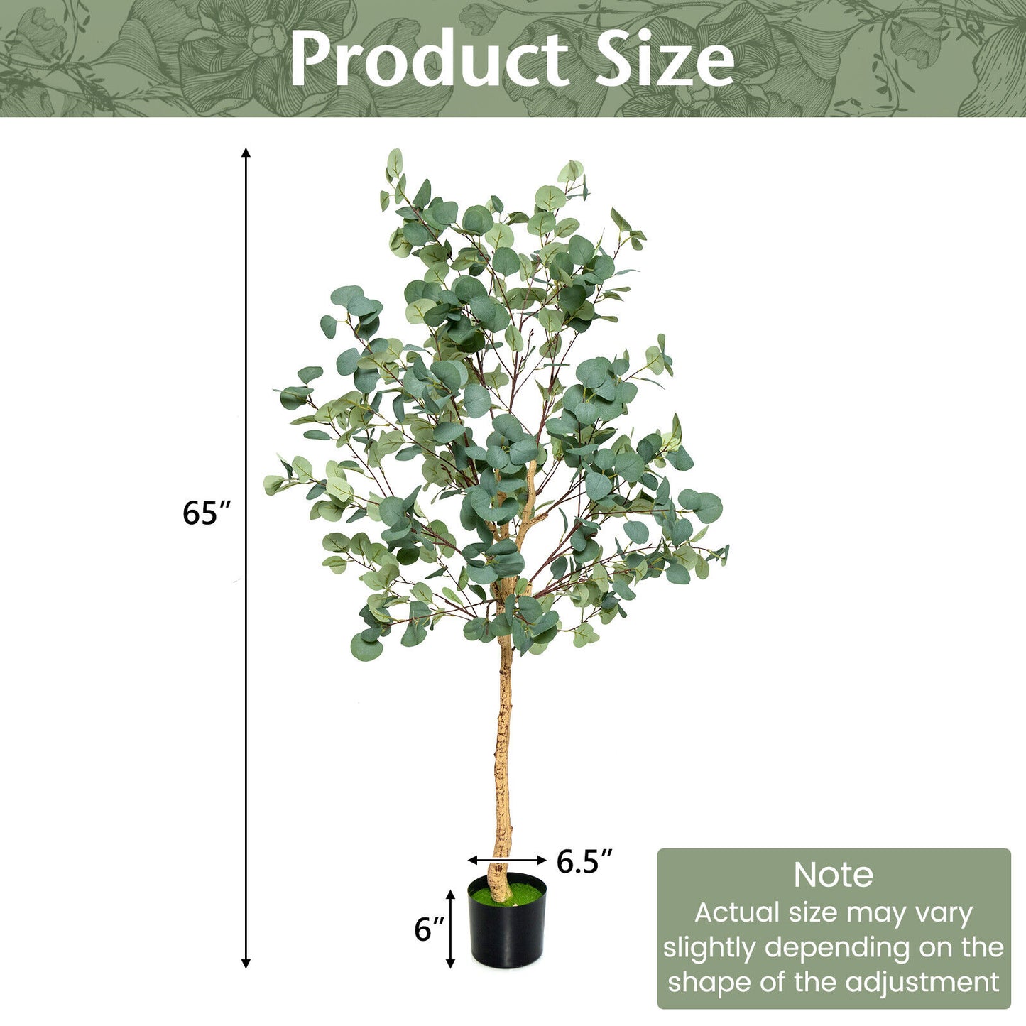 5.5 Feet Artificial Eucalyptus Tree with 517 Silver Dollar Leaves-1 Pack Kids Crystal