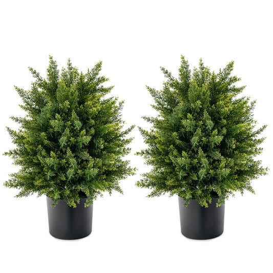 2-Pack Artificial Cedar Topiary Ball Tree with Cement Pot Kids Crystal