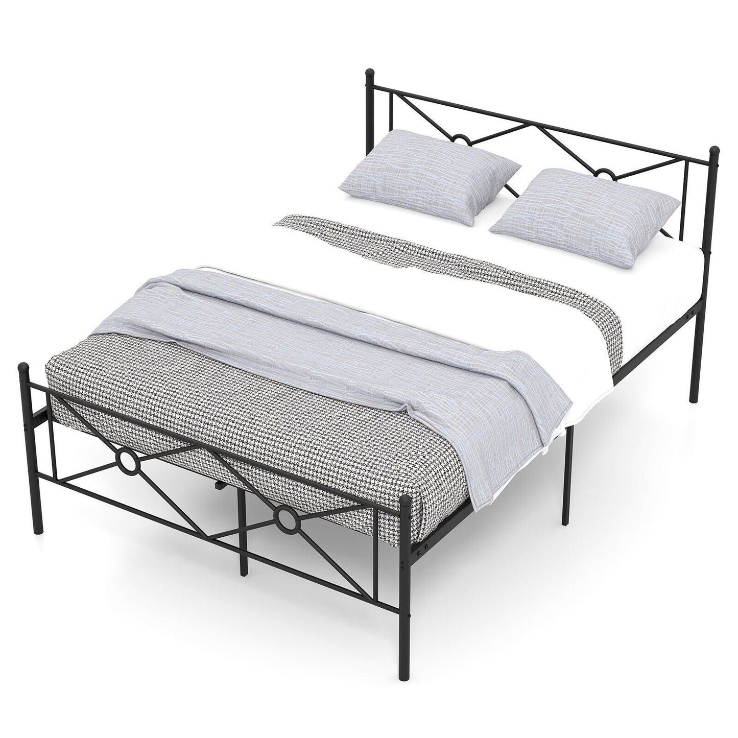 Full/Queen Size Metal Platform Bed Frame with Headboard and Footboard-Full Size Kids Crystal
