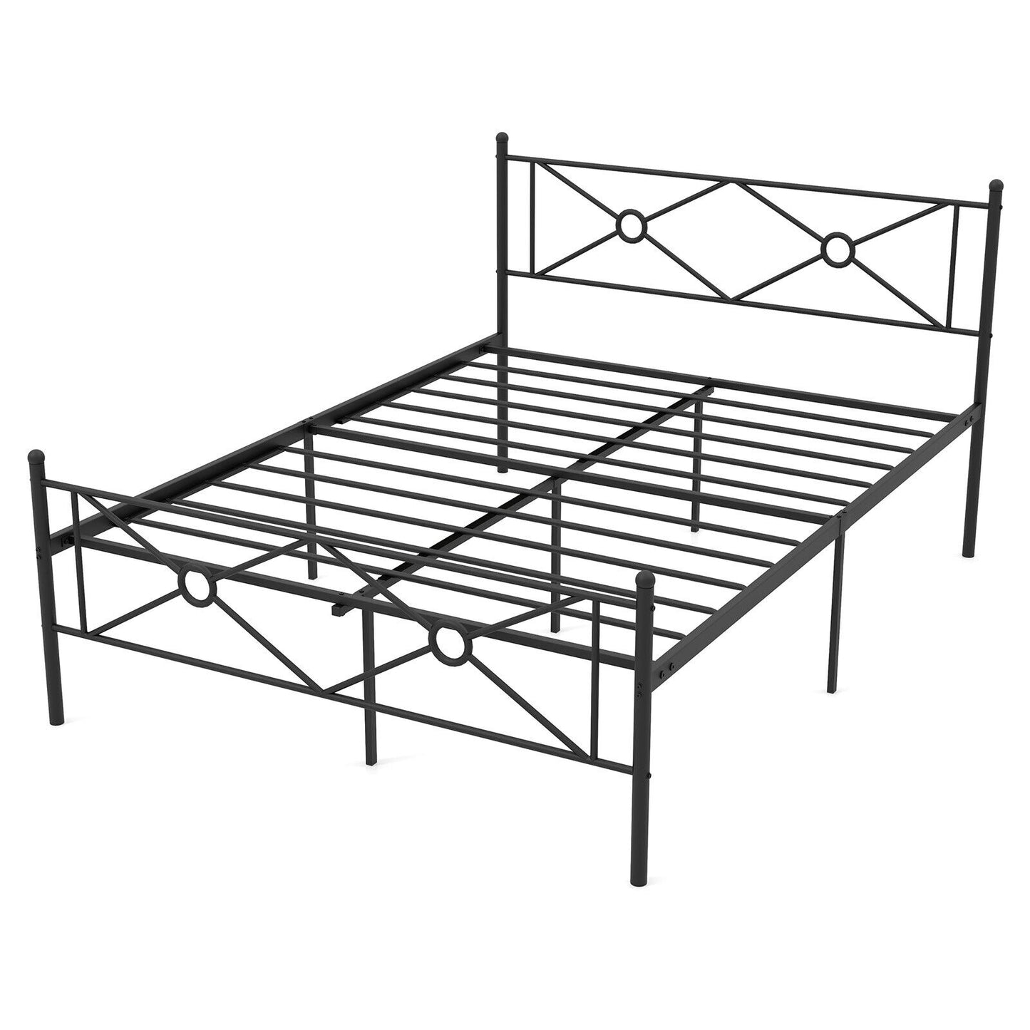 Full/Queen Size Metal Platform Bed Frame with Headboard and Footboard-Full Size Kids Crystal