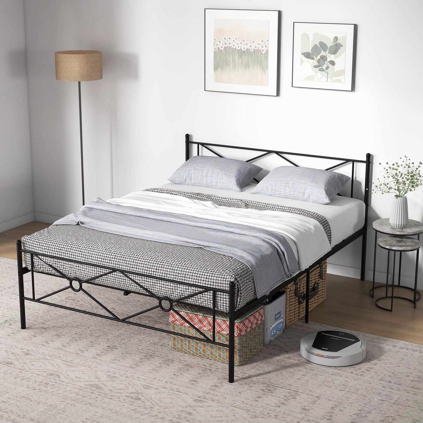 Full/Queen Size Metal Platform Bed Frame with Headboard and Footboard-Queen Size Kids Crystal
