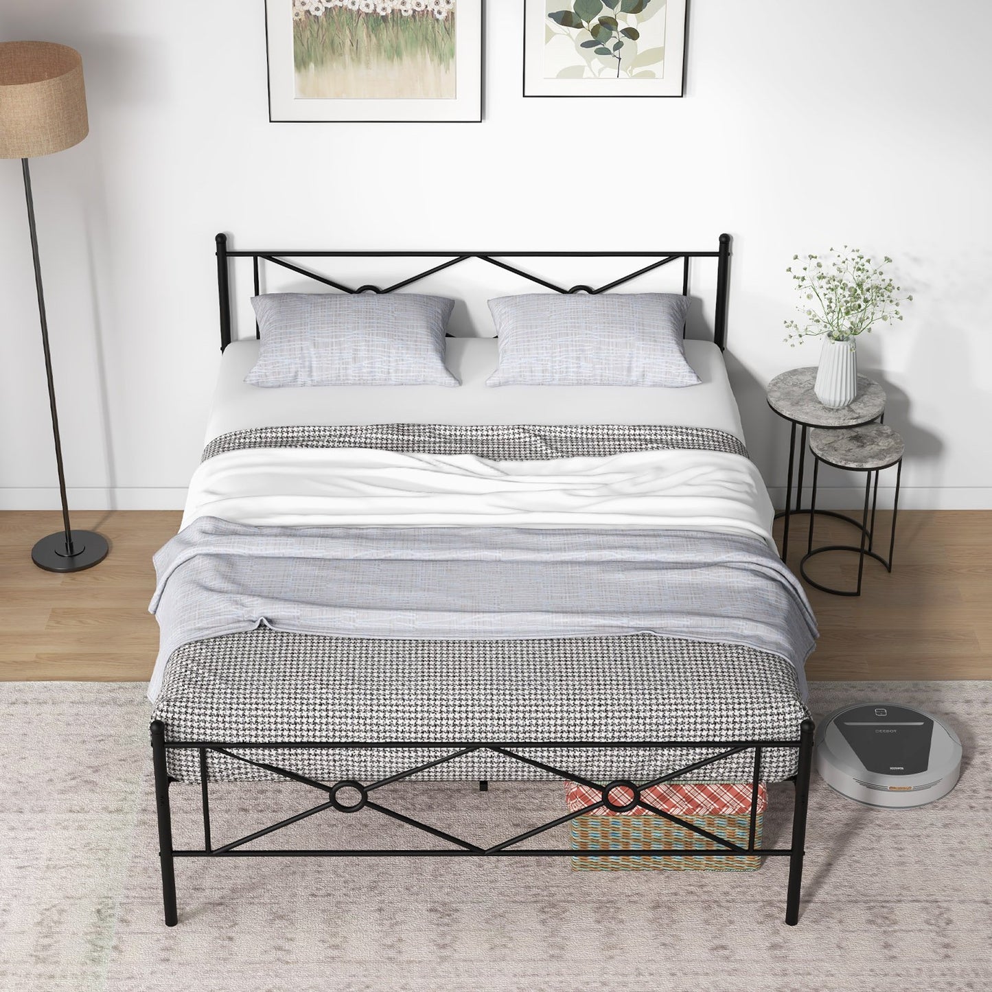 Full/Queen Size Metal Platform Bed Frame with Headboard and Footboard-Queen Size Kids Crystal
