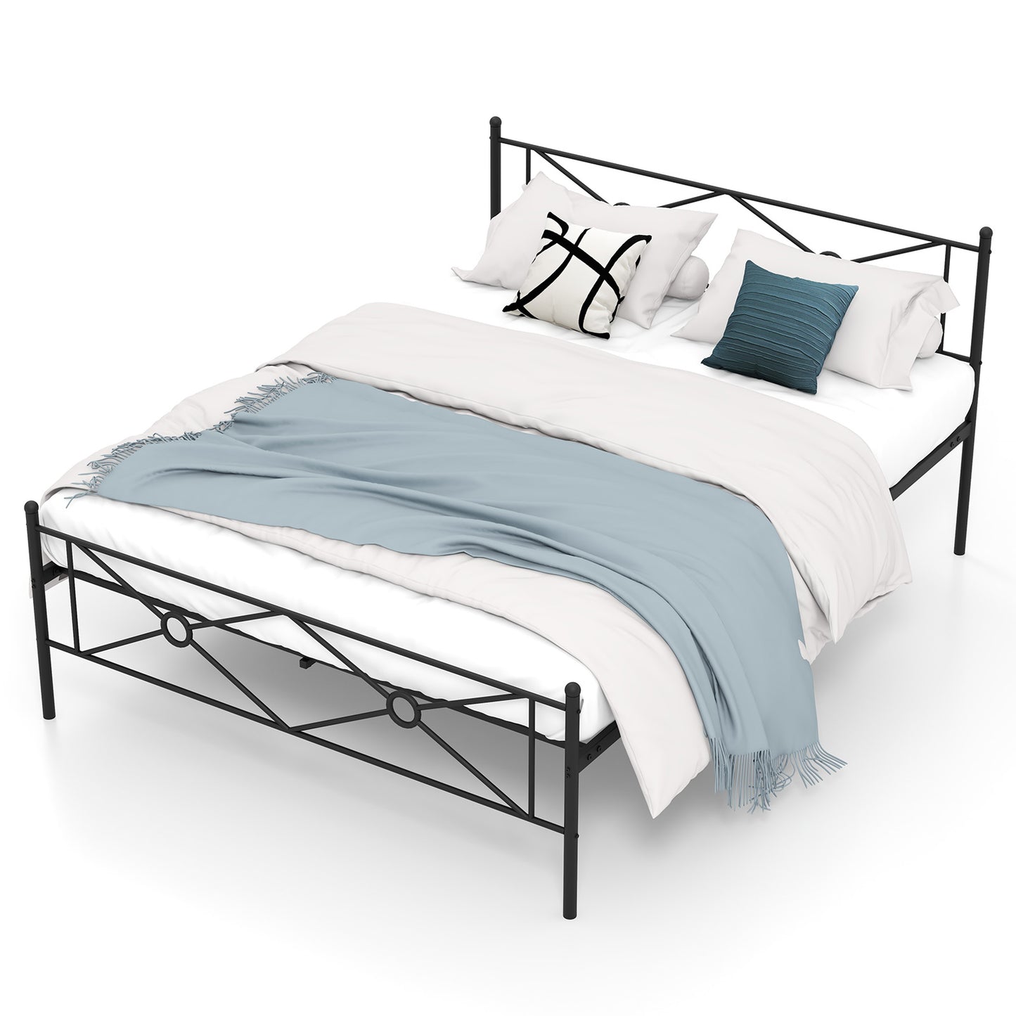 Full/Queen Size Metal Platform Bed Frame with Headboard and Footboard-Queen Size Kids Crystal