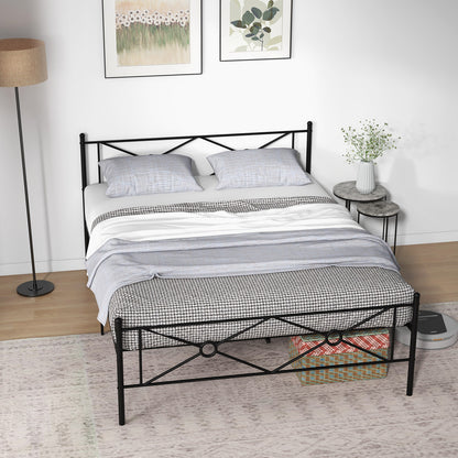Full/Queen Size Metal Platform Bed Frame with Headboard and Footboard-Queen Size