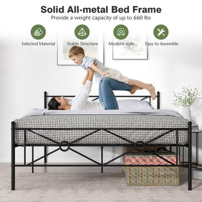 Full/Queen Size Metal Platform Bed Frame with Headboard and Footboard-Queen Size