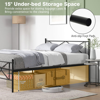 Full/Queen Size Metal Platform Bed Frame with Headboard and Footboard-Queen Size