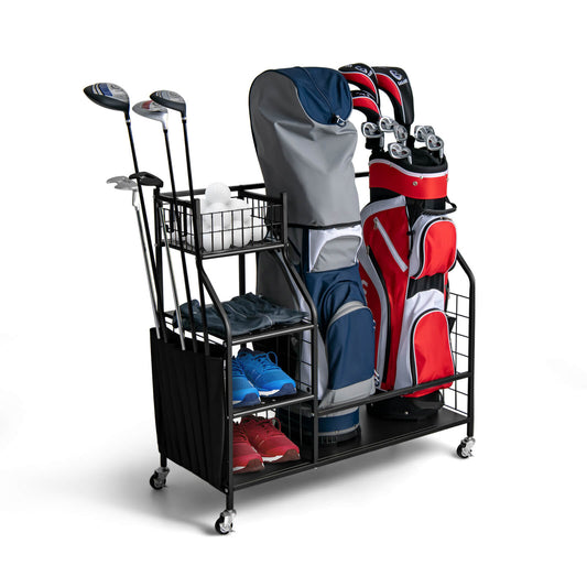 Double Golf Bag Organizer with Lockable Universal Wheels Kids Crystal