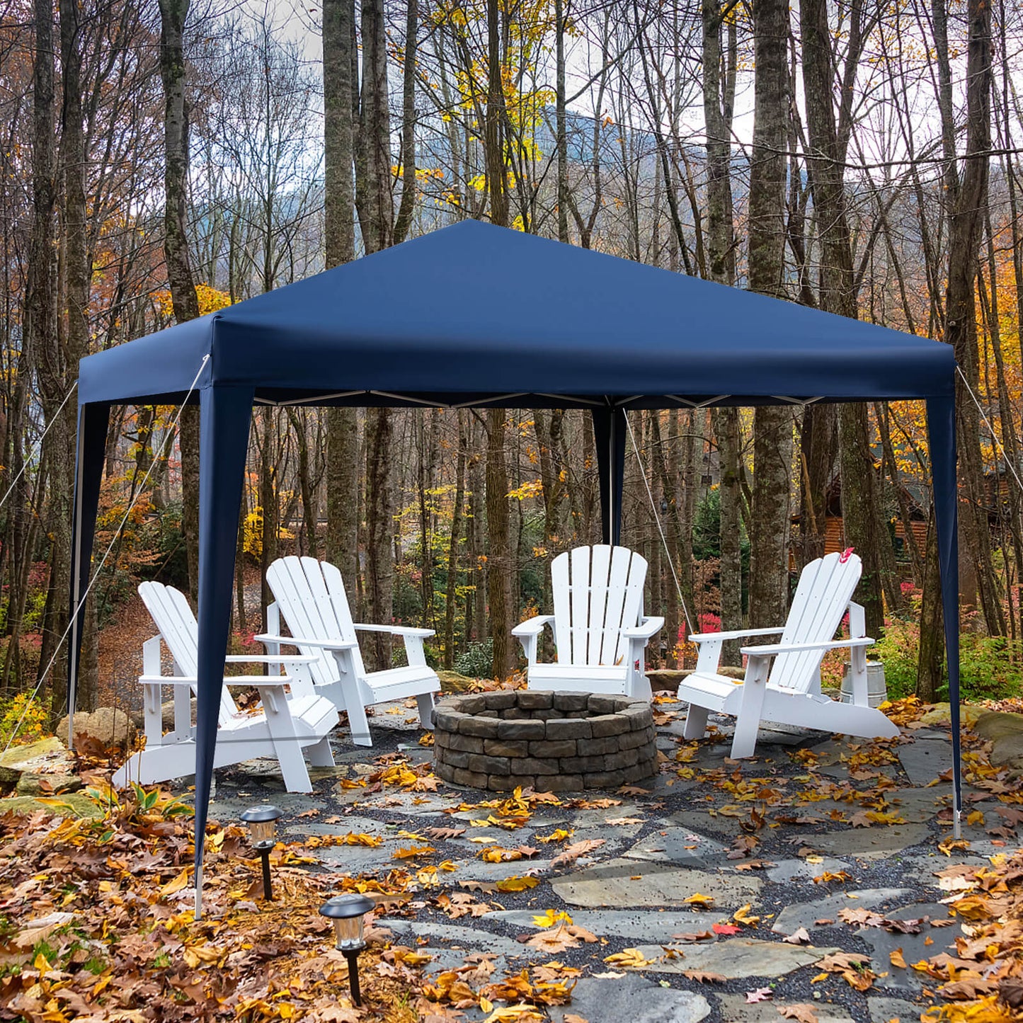 10 x 10 Feet Outdoor Pop-up Patio Canopy for  Beach and Camp-Blue Kids Crystal