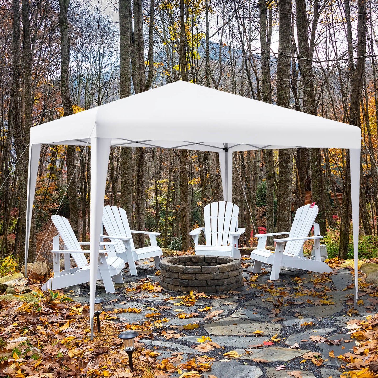 10 x 10 Feet Outdoor Pop-up Patio Canopy for  Beach and Camp-White Kids Crystal