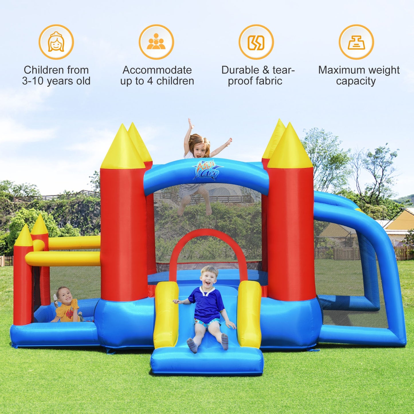 Inflatable Soccer Goal Ball Pit Bounce House Without Blower Kids Crystal