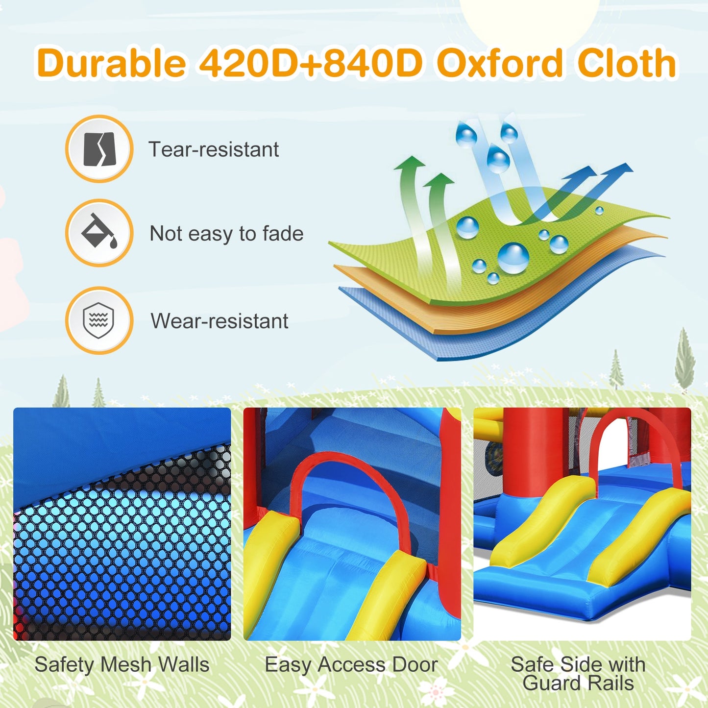 Inflatable Soccer Goal Ball Pit Bounce House Without Blower Kids Crystal