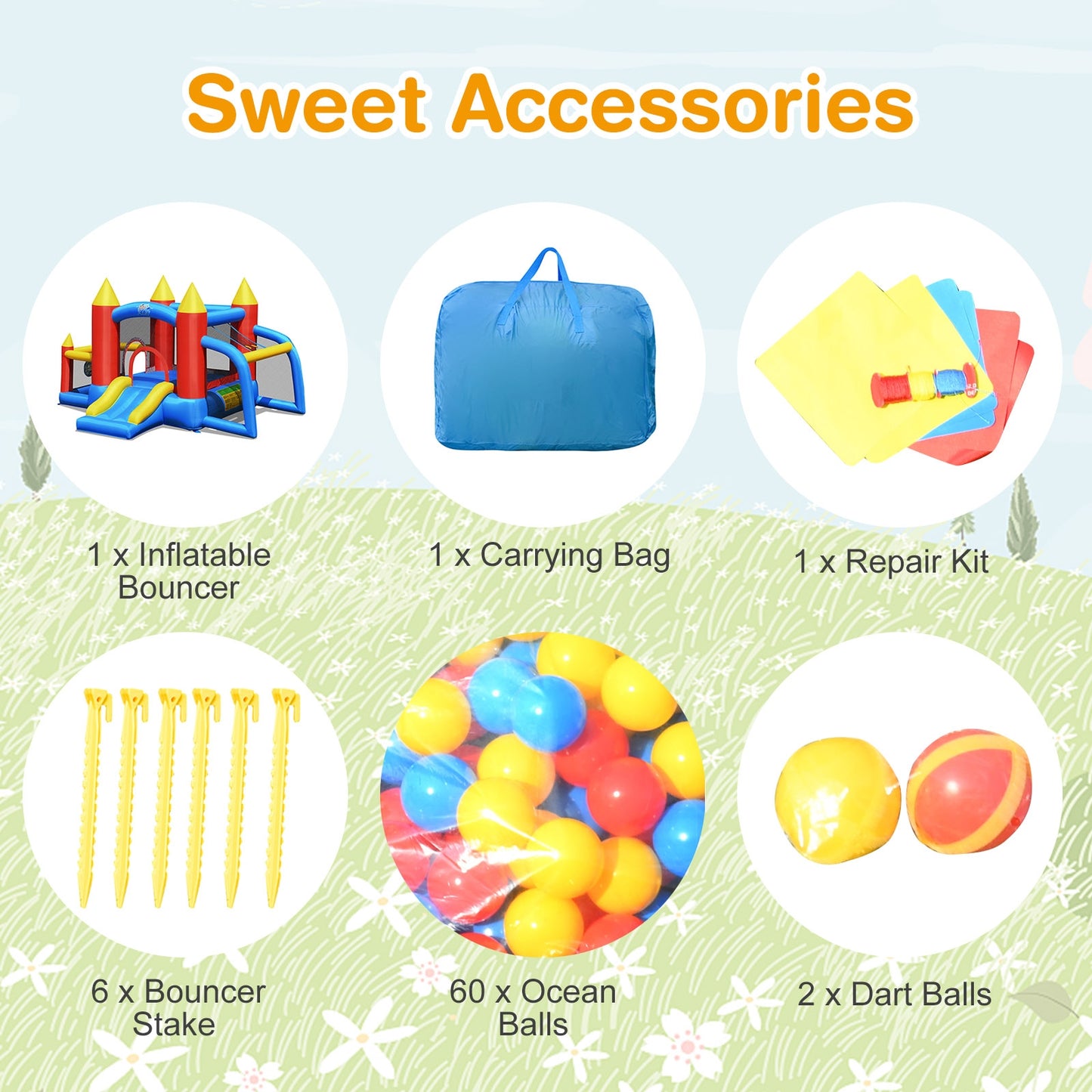Inflatable Soccer Goal Ball Pit Bounce House Without Blower Kids Crystal