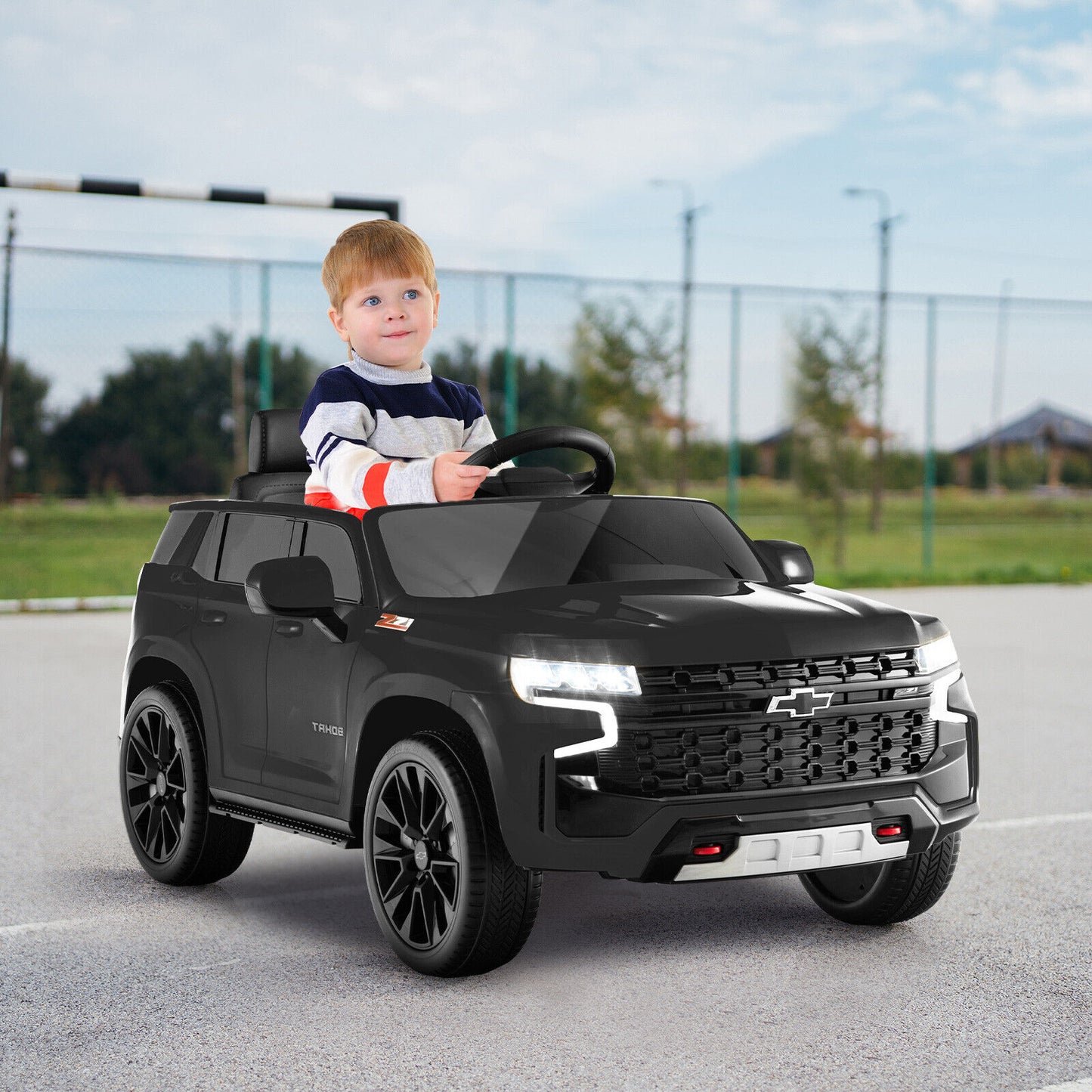 12V Kids Ride on Car with 2.4G Remote Control-Black Kids Crystal