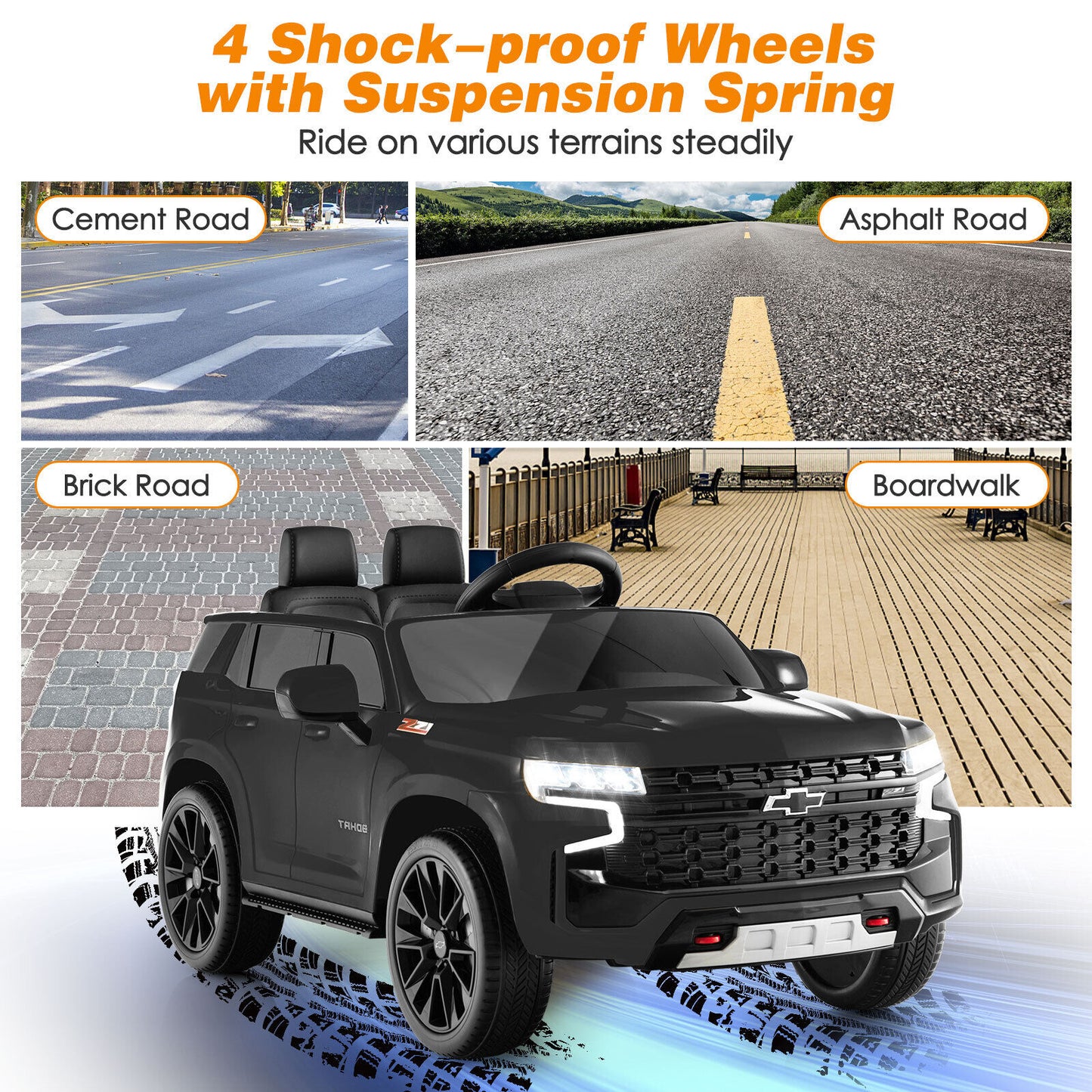 12V Kids Ride on Car with 2.4G Remote Control-Black Kids Crystal