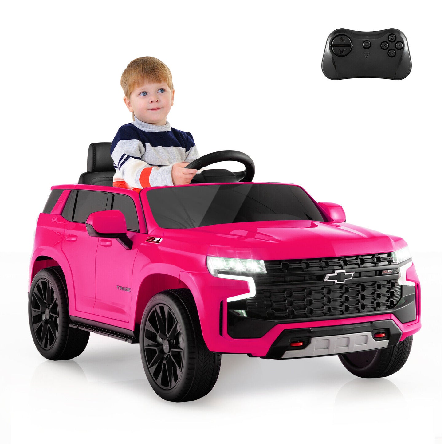 12V Kids Ride on Car with 2.4G Remote Control-Pink Kids Crystal