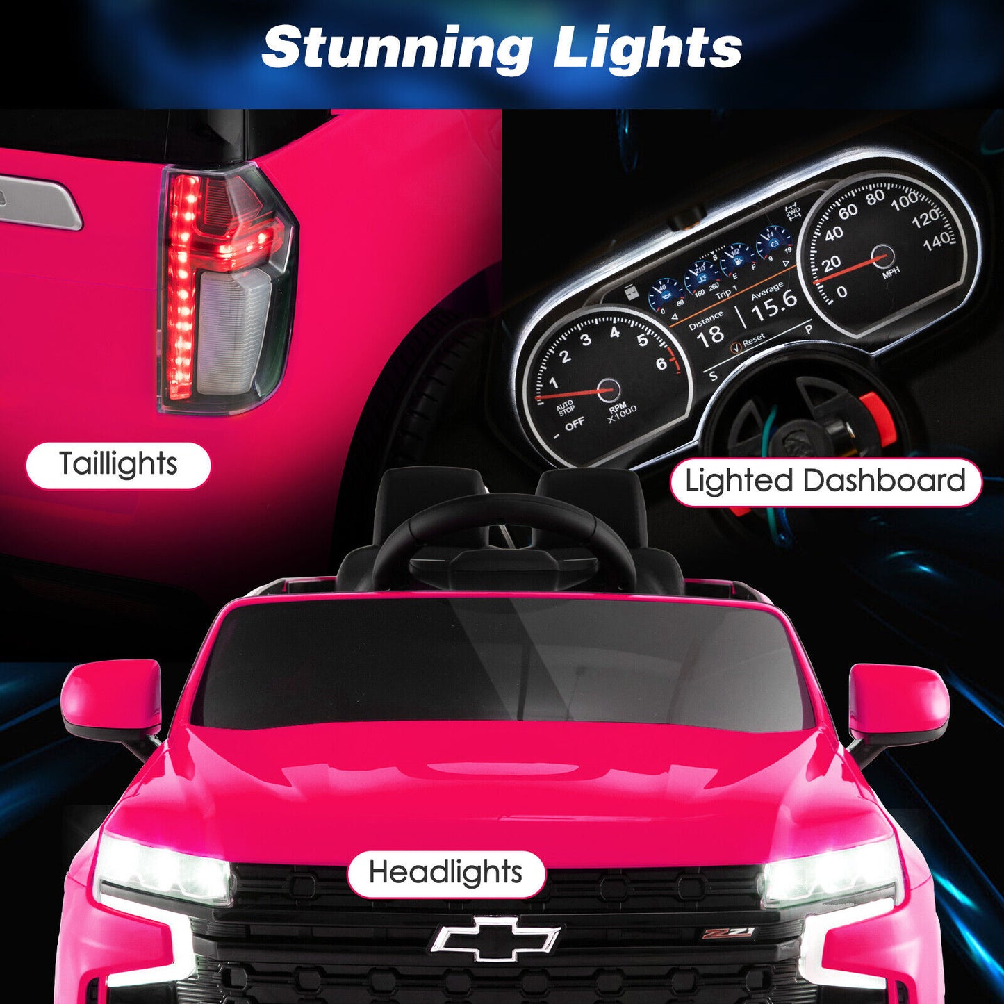 12V Kids Ride on Car with 2.4G Remote Control-Pink Kids Crystal
