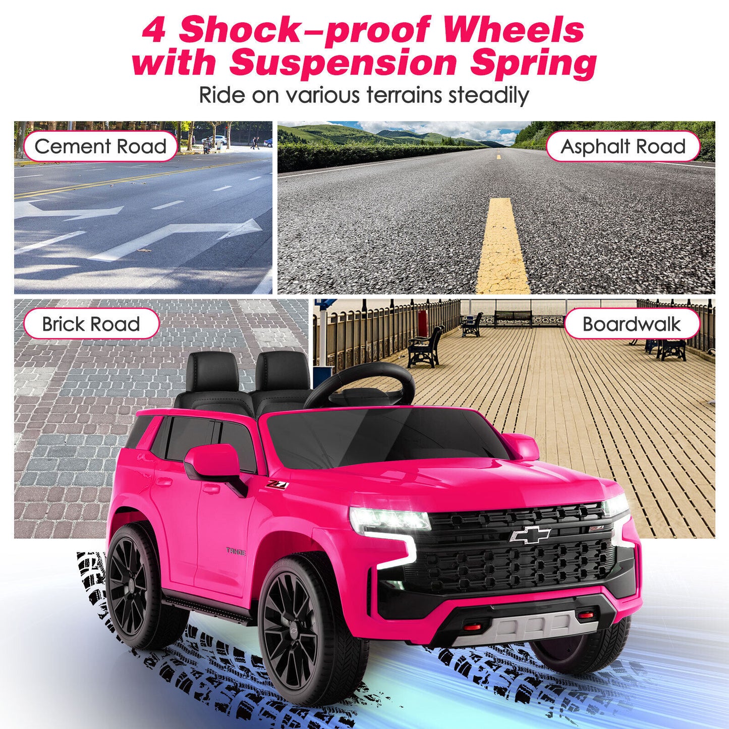 12V Kids Ride on Car with 2.4G Remote Control-Pink Kids Crystal