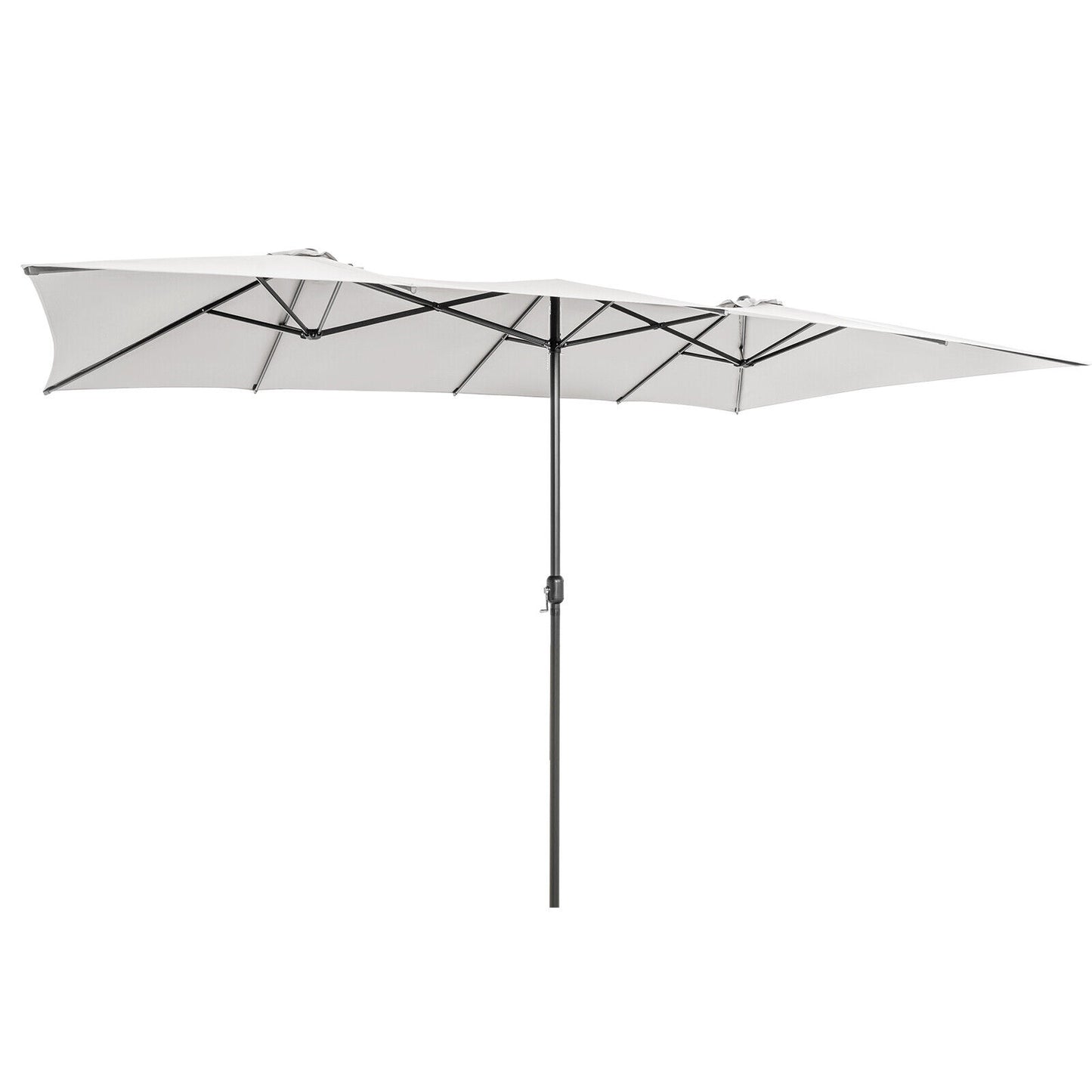 15 Feet Double-Sized Patio Umbrella with Crank Handle and Vented Tops-Beige Kids Crystal