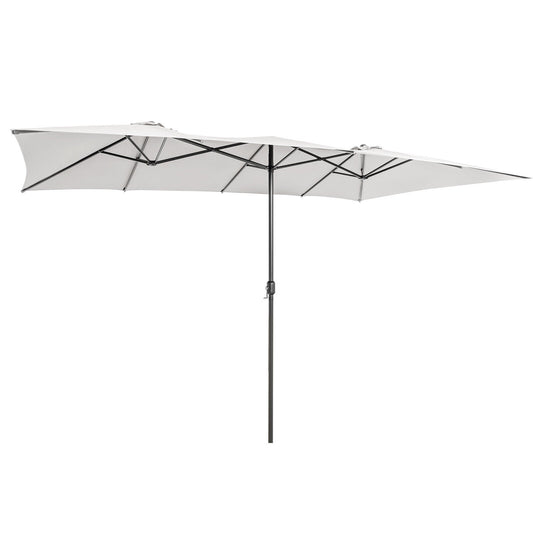 15 Feet Double-Sized Patio Umbrella with Crank Handle and Vented Tops-Beige Kids Crystal