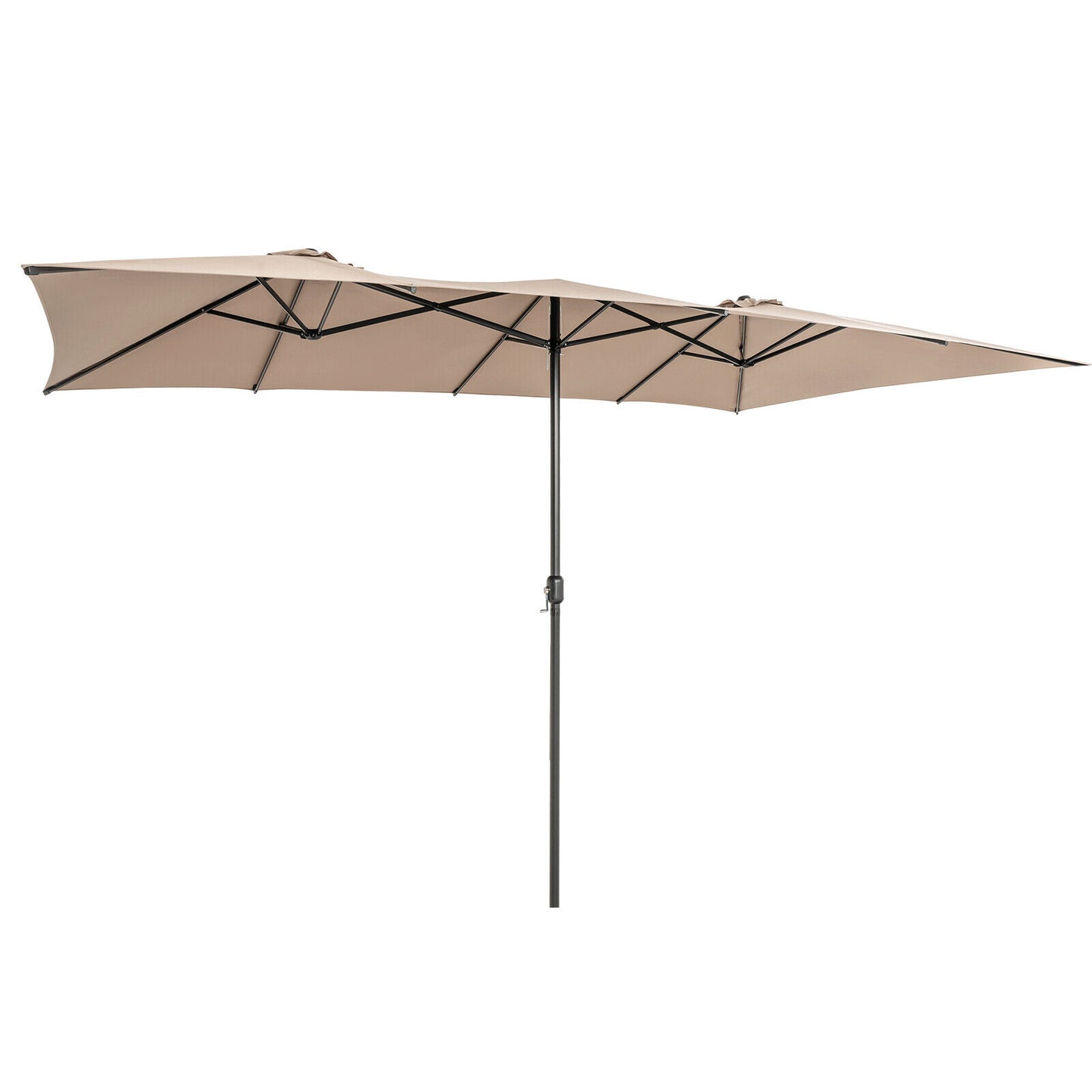 15 Feet Double-Sized Patio Umbrella with Crank Handle and Vented Tops-Brown Kids Crystal
