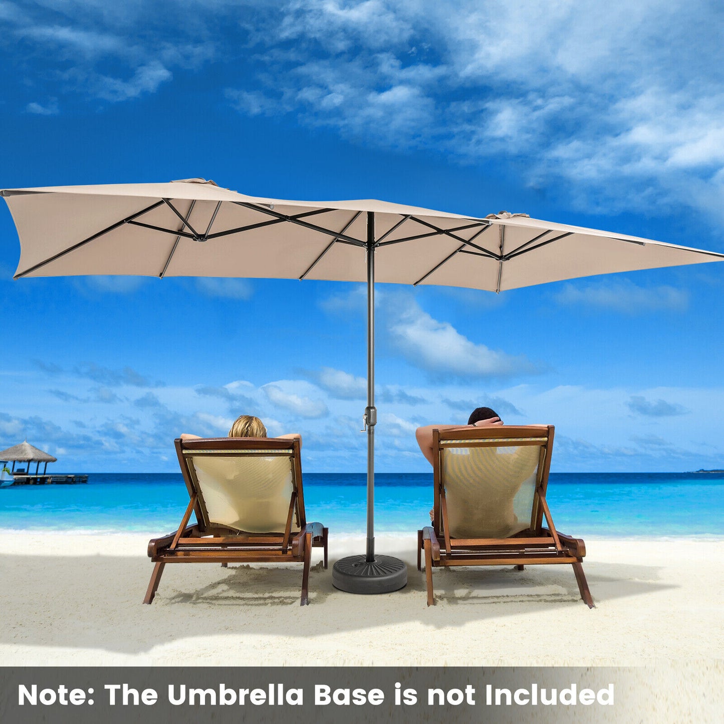 15 Feet Double-Sized Patio Umbrella with Crank Handle and Vented Tops-Brown Kids Crystal