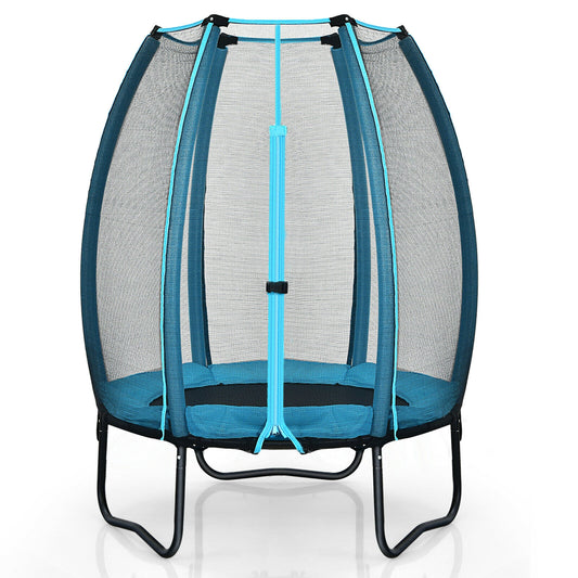 4 Feet Kids Trampoline Recreational Bounce Jumper with Enclosure Net-Blue Kids Crystal