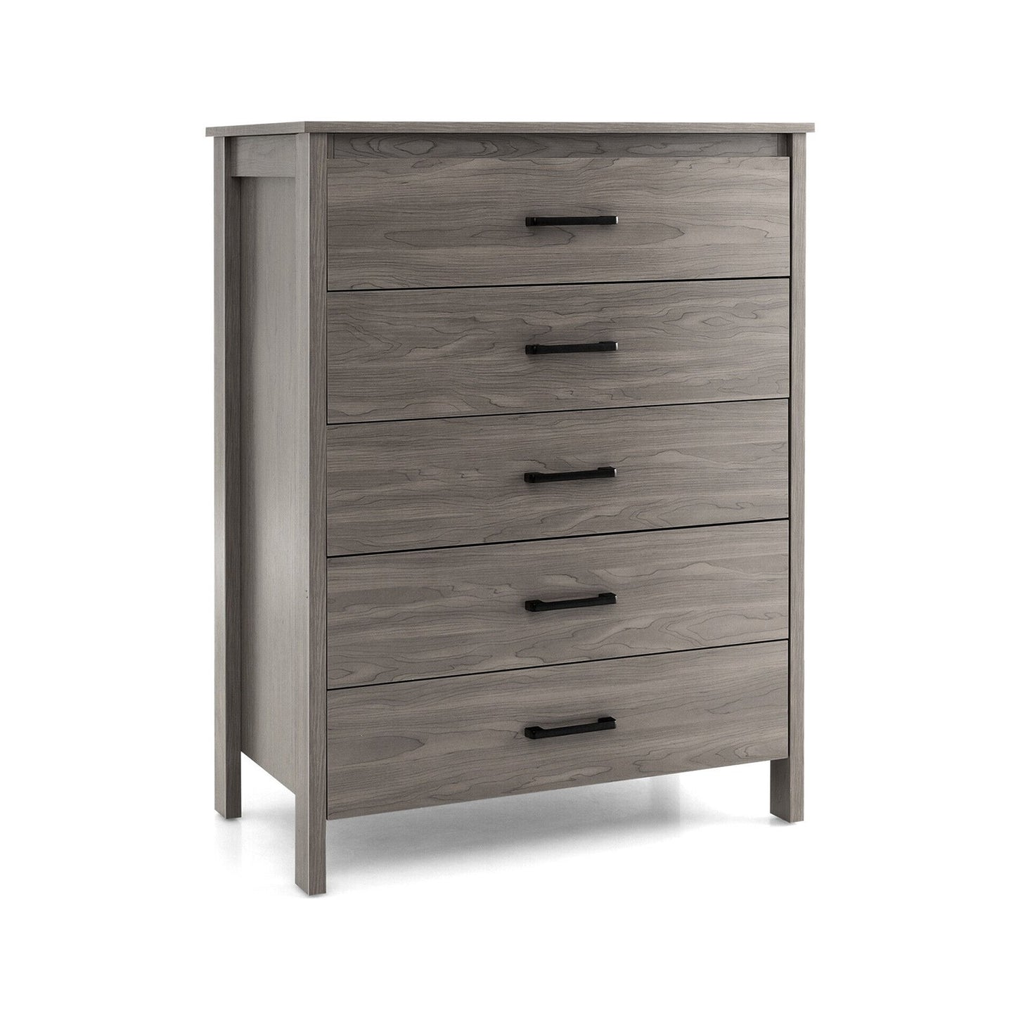 Modern 5-Drawer Multipurpose Chest Dresser with Metal Handles-Gray Kids Crystal