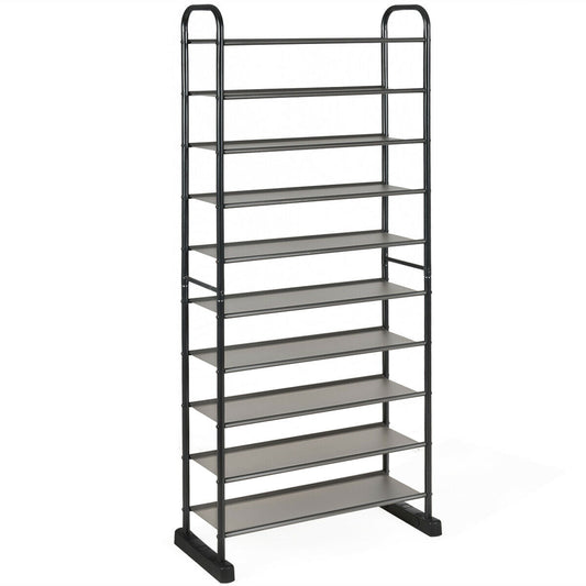 10-Tier Free-Standing Metal Frame Shoe Rack Kids Crystal