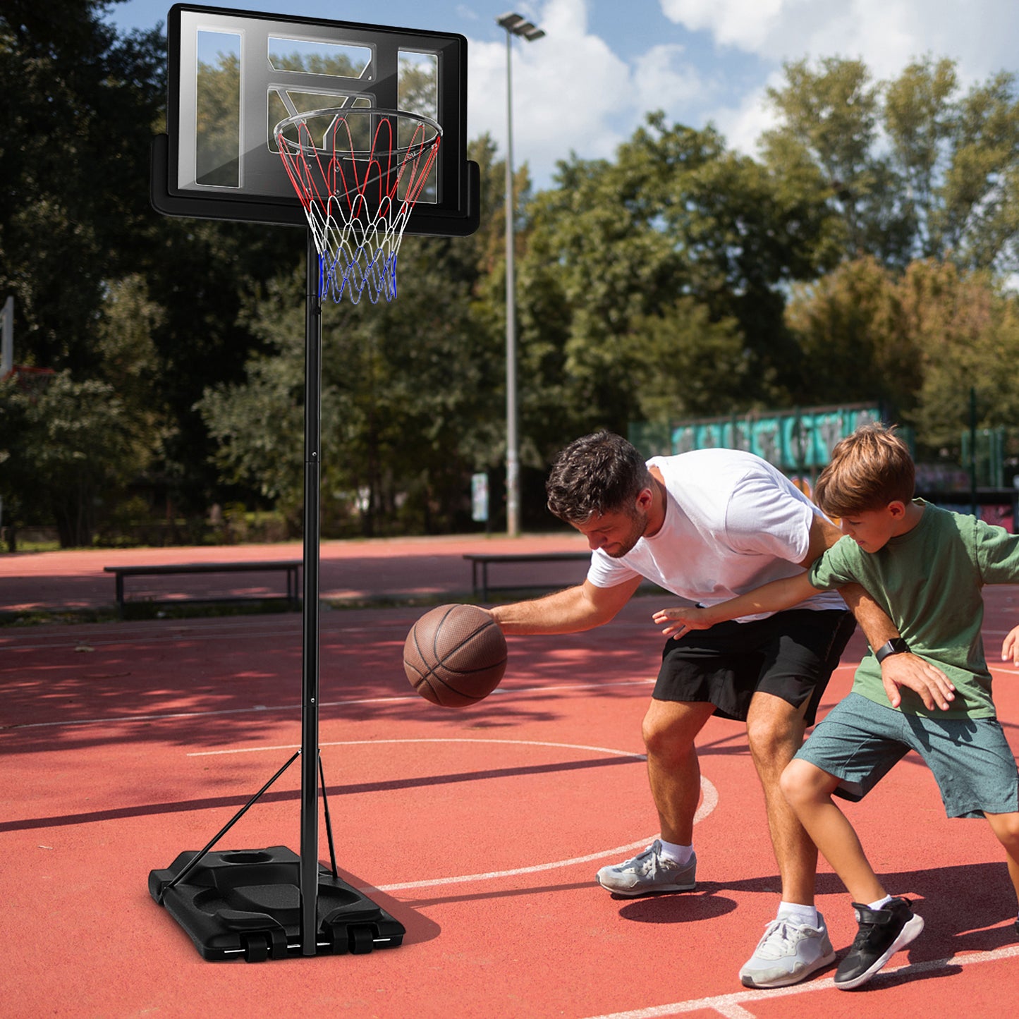 Height Adjustable Portable Shatterproof Backboard Basketball Hoop with 2 Nets Kids Crystal