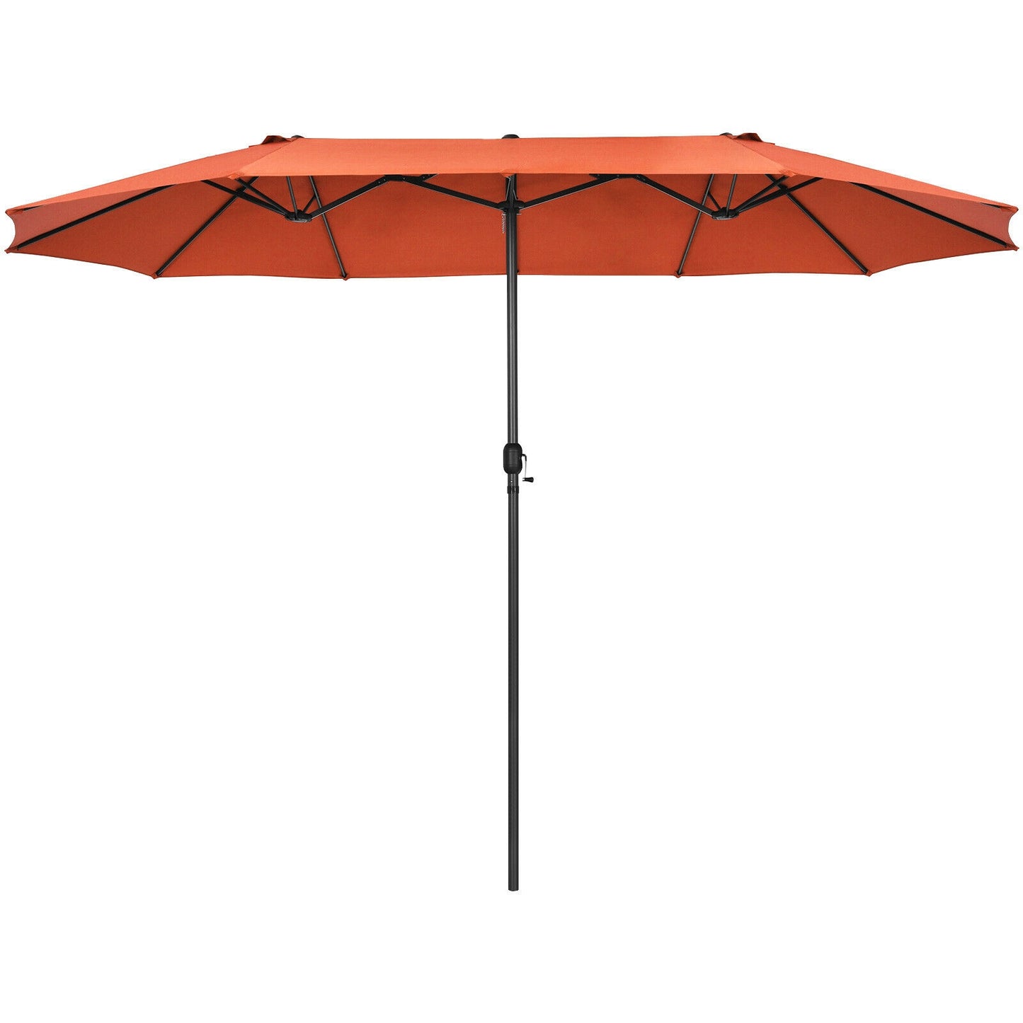 15 Feet Patio Double-Sided Umbrella with Hand-Crank System-Orange Kids Crystal