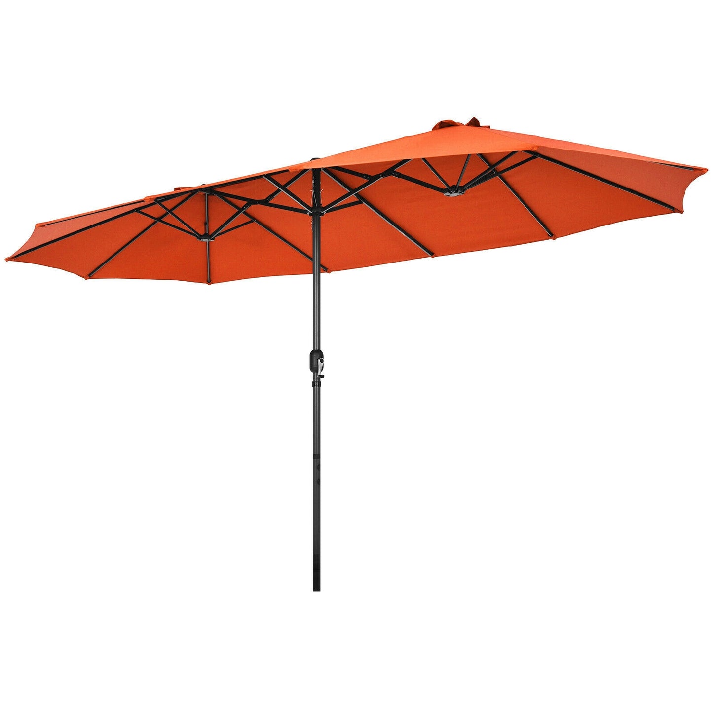 15 Feet Patio Double-Sided Umbrella with Hand-Crank System-Orange Kids Crystal
