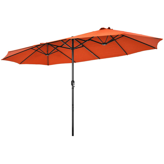 15 Feet Patio Double-Sided Umbrella with Hand-Crank System-Orange Kids Crystal