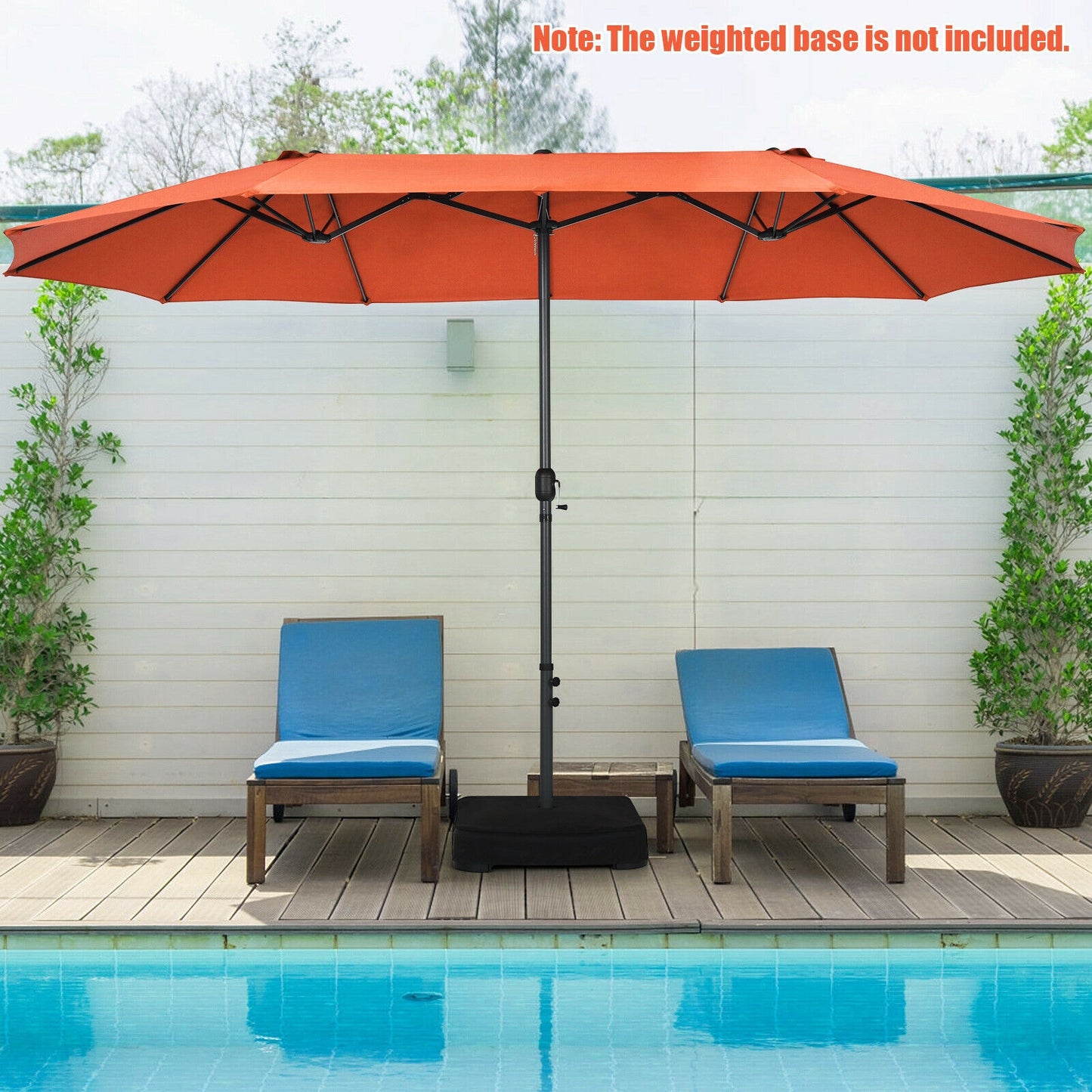 15 Feet Patio Double-Sided Umbrella with Hand-Crank System-Orange Kids Crystal