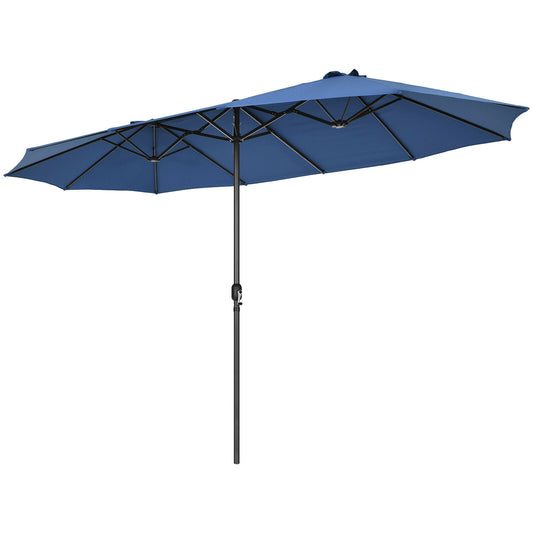 15 Feet Patio Double-Sided Umbrella with Hand-Crank System-Navy Kids Crystal