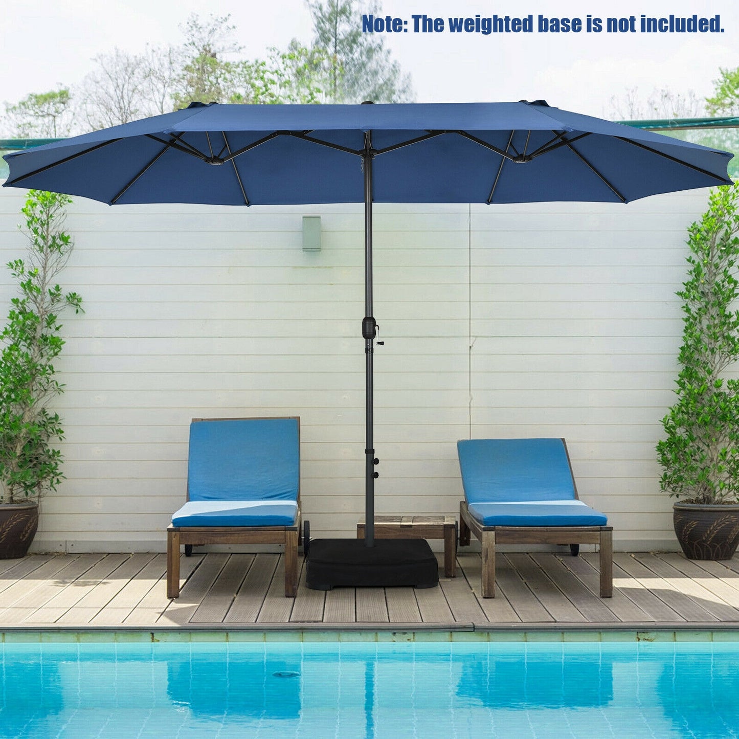 15 Feet Patio Double-Sided Umbrella with Hand-Crank System-Navy Kids Crystal
