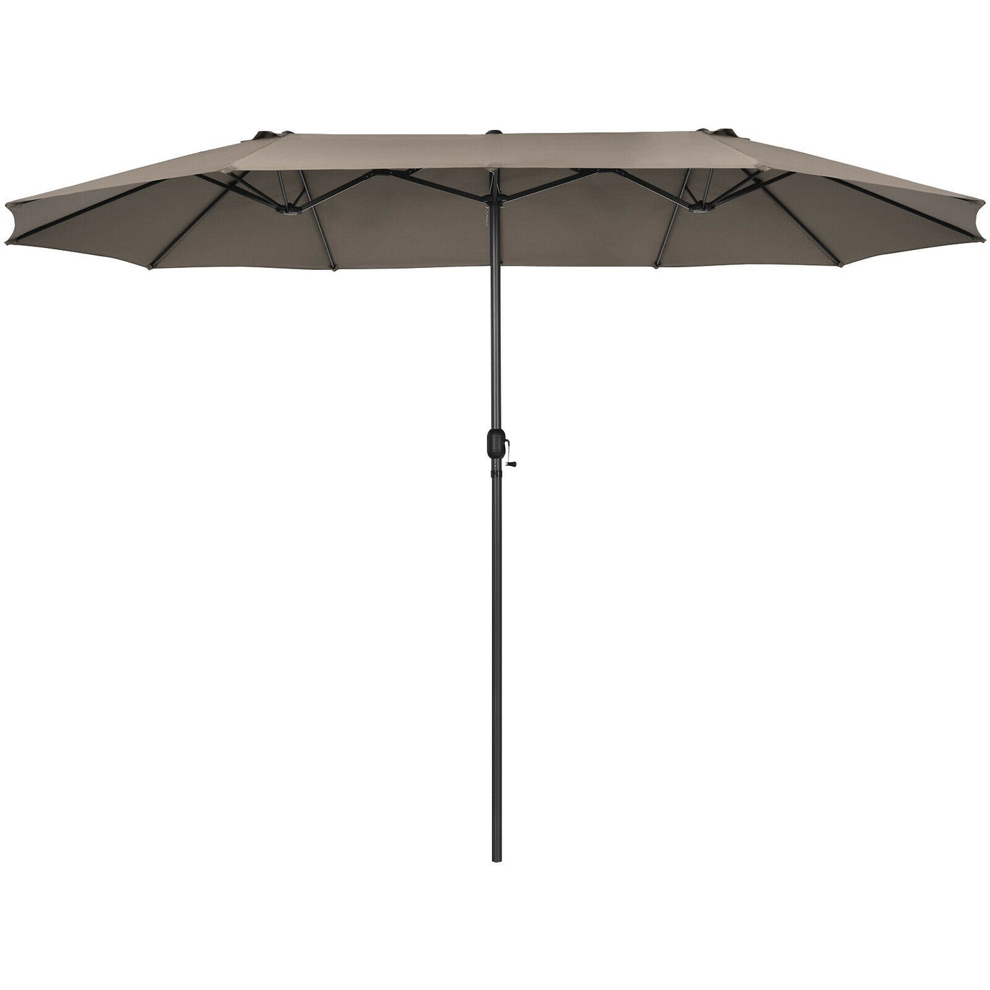 15 Feet Patio Double-Sided Umbrella with Hand-Crank System-Brown Kids Crystal